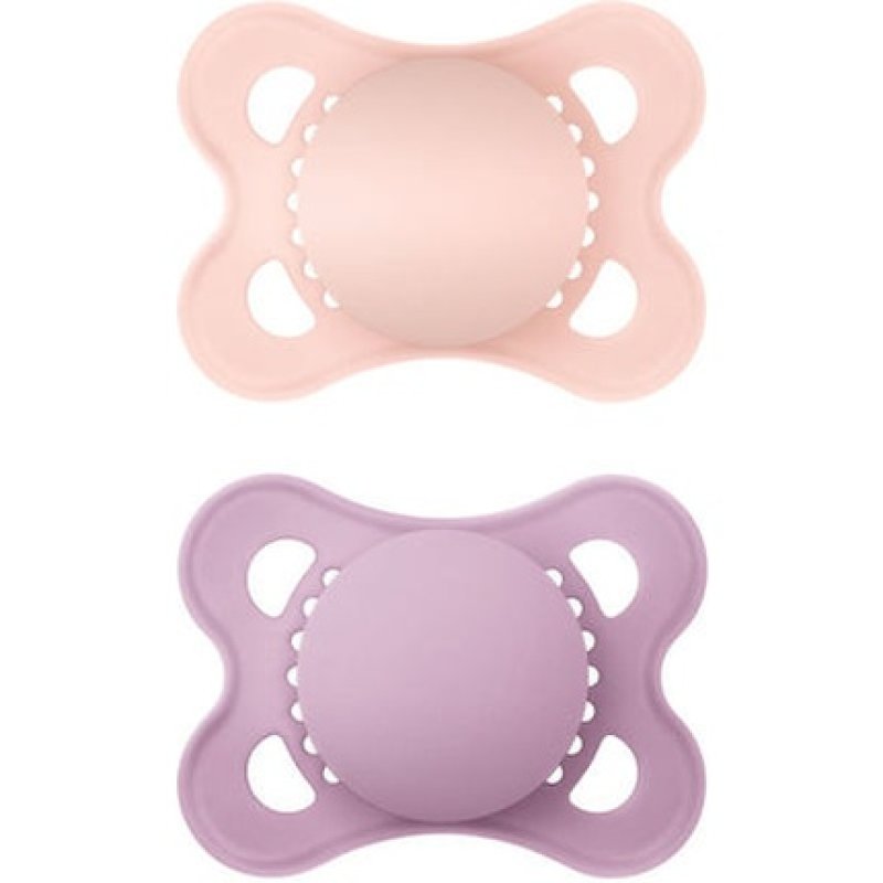 Mam Colours Of Nature Matt Silicone Pacifier - Pink And Purple, 2 Pack, For 2-6 Months