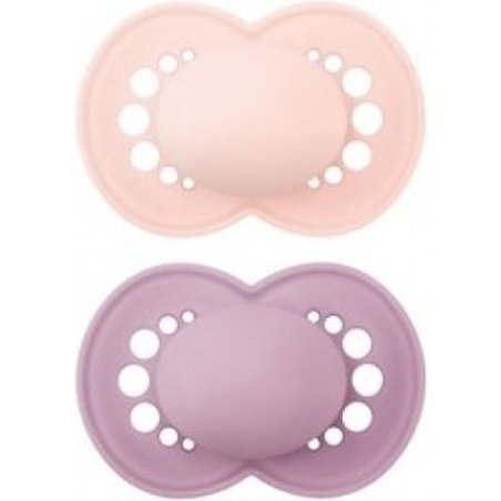 Mam Colours Of Nature Matt Pacifier With Silicone Nipple 6-16 Months Pink - 2 Pieces