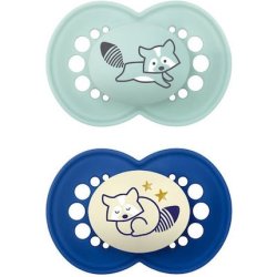 Mam Orthodontic Silicone Pacifiers Day Night 16 Months Blue 2 Pieces