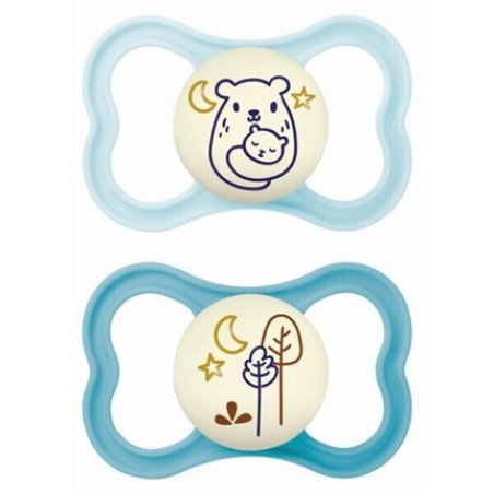 Mam Air Night 277sb Orthodontic Silicone Pacifiers For 16 Months Turquoise/Blue 2 Pack