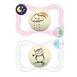 MAM Supreme Night 248S Silicone Pacifier for Girls 2 Pieces