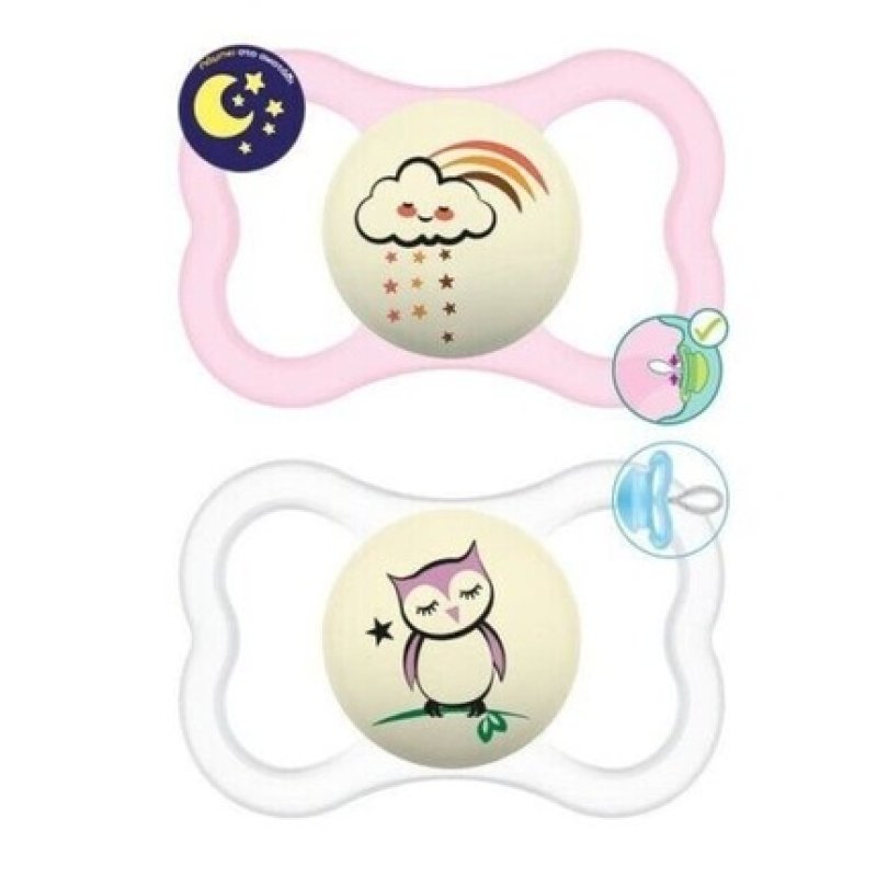 MAM Supreme Night 248S Silicone Pacifier for Girls 2 Pieces