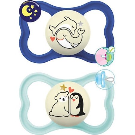 Mam Supreme Night Silicone Pacifier For Boys - 16 Months, 2 Pieces