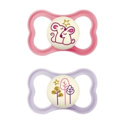 MAM Air Night Pacifier 6-16 Months Silicone with Pacifier Holder Pink