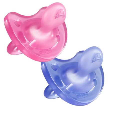 Chicco Physio Soft Pacifier 100% Silicone 2 Pieces Pink/Purple