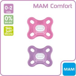 Mam Comfort Silicone Pacifiers for 0-2 Months - Pack of 2