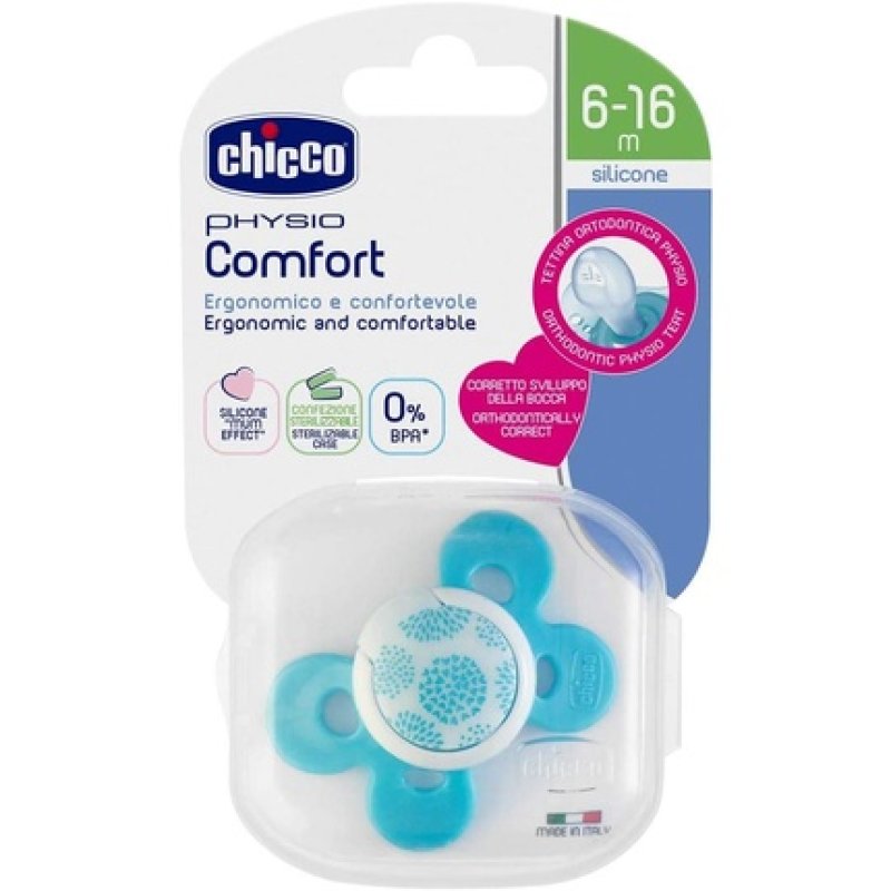 Chicco 00074913210000 Comfort Boy Soother, Silicone, Blue, 6-16 Months