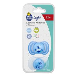 Neobaby Light Silicone Pacifier with Anatomical Cover Maxi 12 Months 2 Pieces Blue