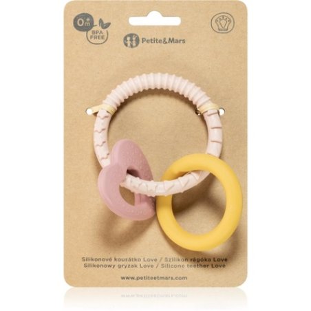 Petite&Mars Silicone Teether Dentaruolo Love Suitable For 0 Months And Older 1 Piece