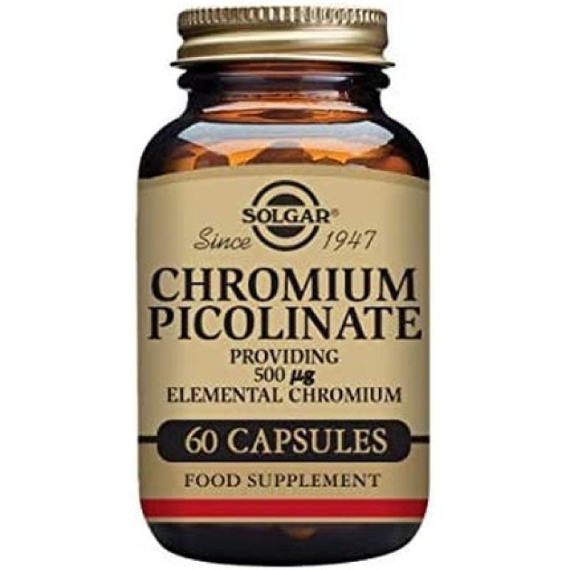 Solgar Chromium Picolinate 500mcg Vegetable Capsules Balancing Blood Glucose and Supporting Metabolism 60 Capsules