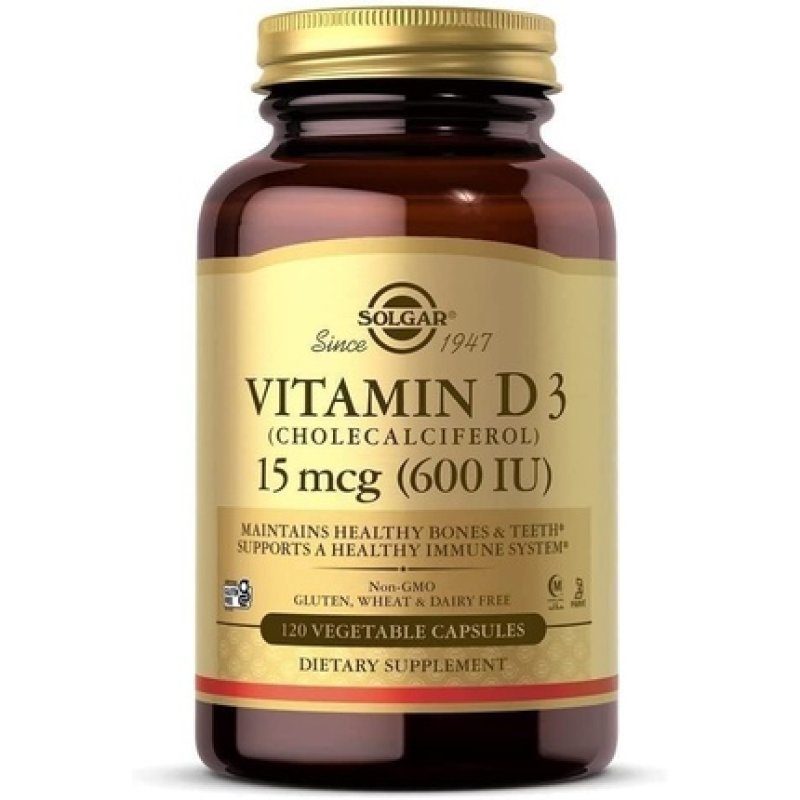 Solgar Vitamin D3 600 IU Cholecalciferol 120 Vegetarian Capsules