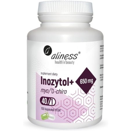 Aliness Inositol Plus myo/D-Chiro 650mg - Positive Wellbeing PCOS Depression - Vegan Vegetarian