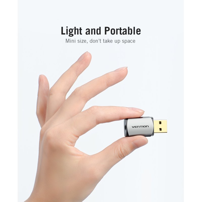Vention USB External Sound Card Gray Metal Type(CTIA)