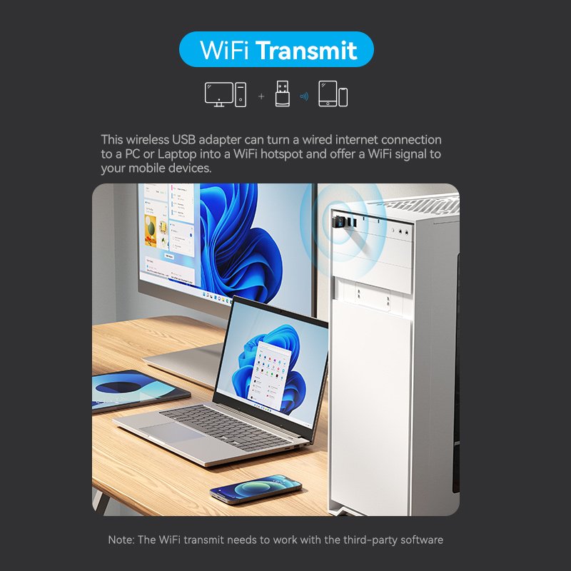 Adaptateur USB Vention WiFi 2.4G/5G (Noir)