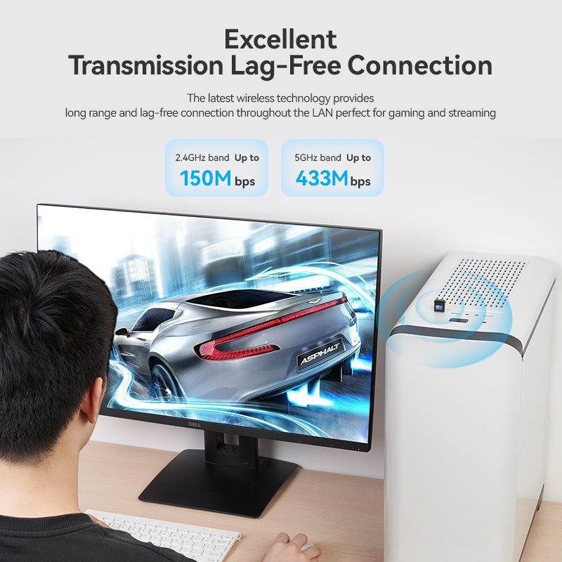 Adaptateur USB Vention WiFi 2.4G/5G (Noir)