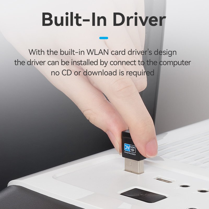 Adaptateur USB Vention WiFi 2.4G/5G (Noir)