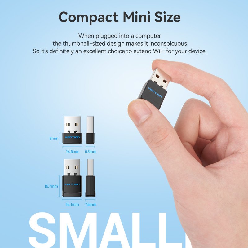 Vention USB Wi-Fi Dual Band Adapter 2.4G/5G Black