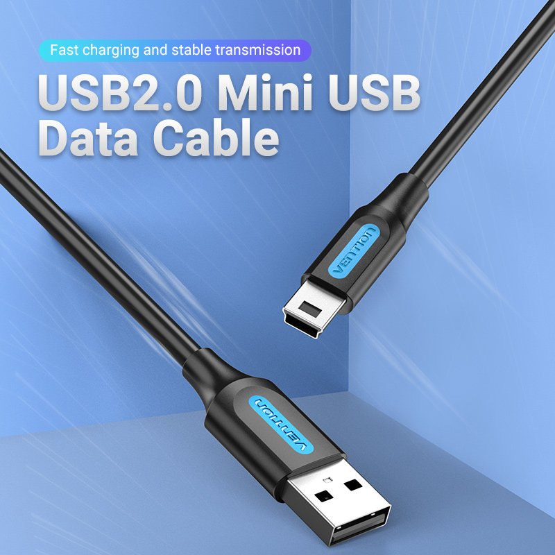 Vention USB 2.0 A Male to Mini-B Male Cable 3M Black PVC Type