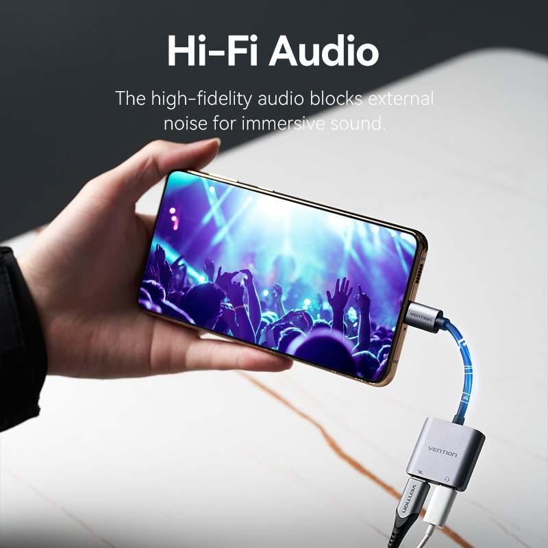 Adaptateur Vention USB-C vers USB-C Audio 0.1m (Gris)