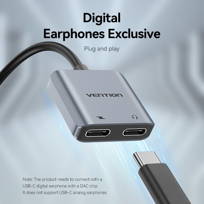 Vention BGZHA changeur de genre de câble USB-C 2x USB-C Gris