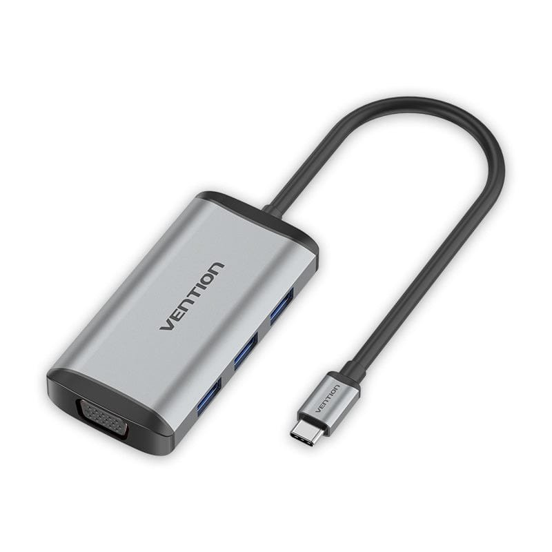 Adaptateur USB-C Vention vers 3x USB-A 1x HDMI 1x VGA 1x USB-C 87W 0.15m (Gris)