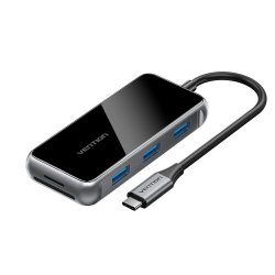 Adaptateur USB-C Vention vers 1x HDMI 1x USB-C 3x USB-A 0.15m (Noir