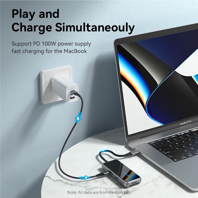 Vention TFMHB station d'accueil Avec fil USB 3.2 Gen 1 (3.1 Gen 1) Type-C Noir, Argent