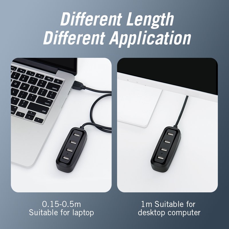 Hub USB 2.0 Vention 4 ports USB-A 1m (Noir)