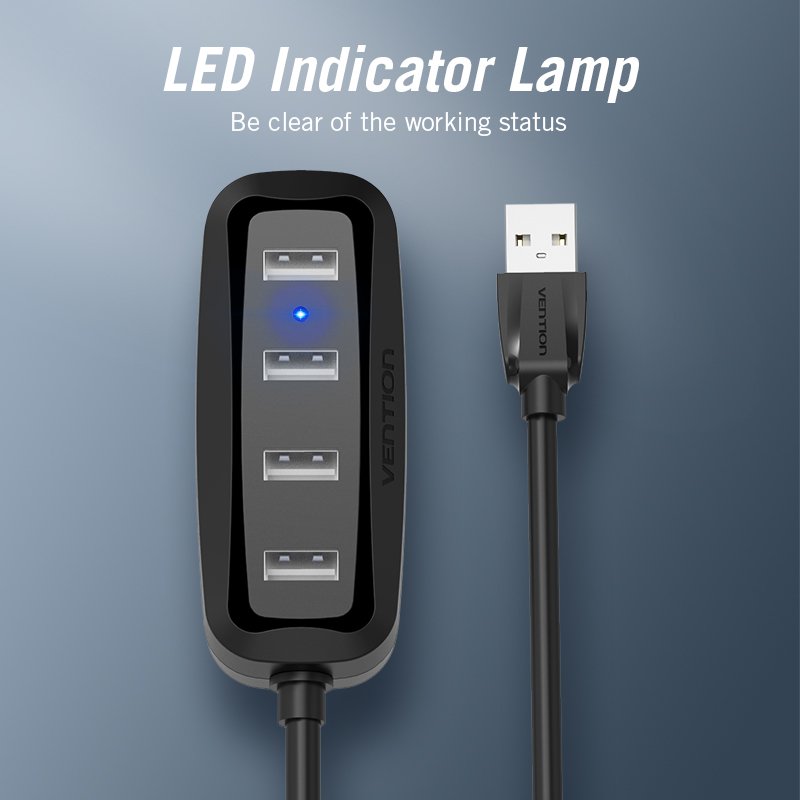 Vention VAS-J43-B100 hub & concentrateur USB 2.0 480 Mbit/s Noir