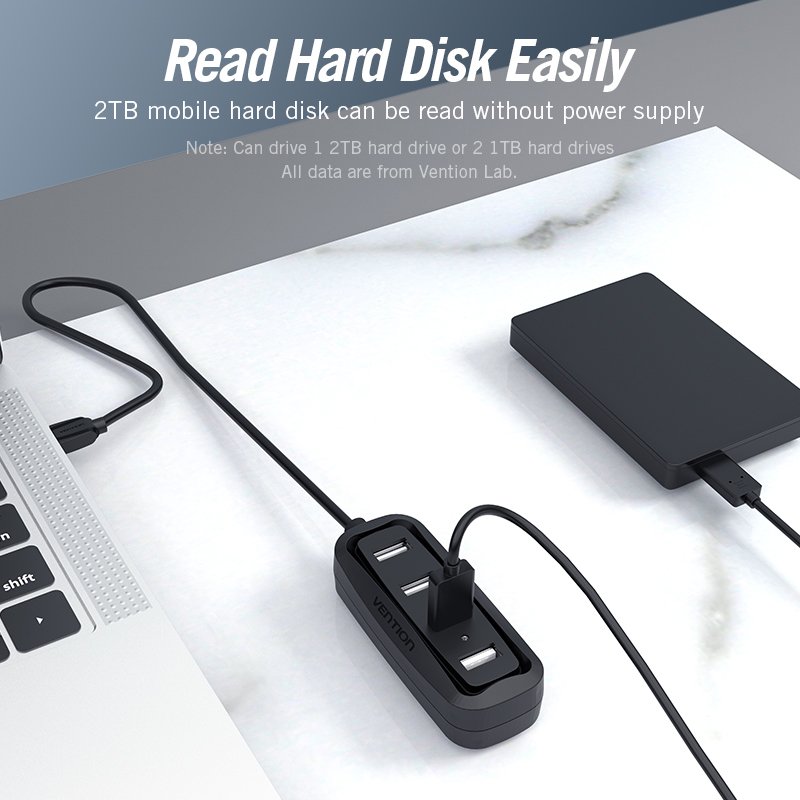 Vention VAS-J43-B100 hub & concentrateur USB 2.0 480 Mbit/s Noir