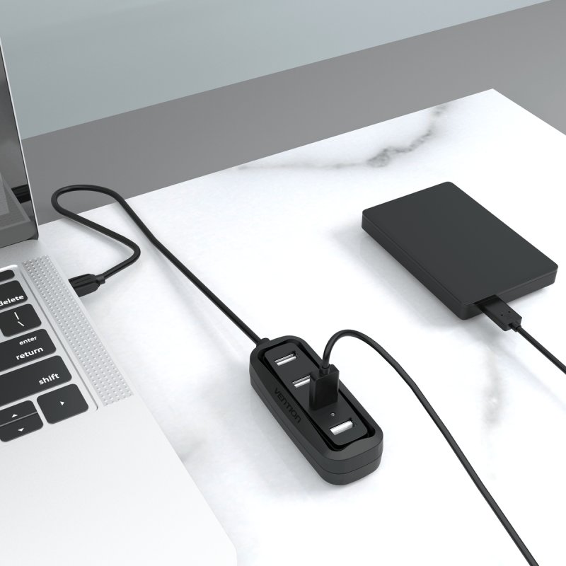 Vention 4 Ports USB2.0 HUB 1M Black