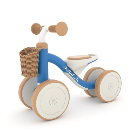 CHILLAFISH - Cruzi 4-wheel first ride-on with woven basket, comfy seat and silent anti-skid wheels (CPQR02BLU)