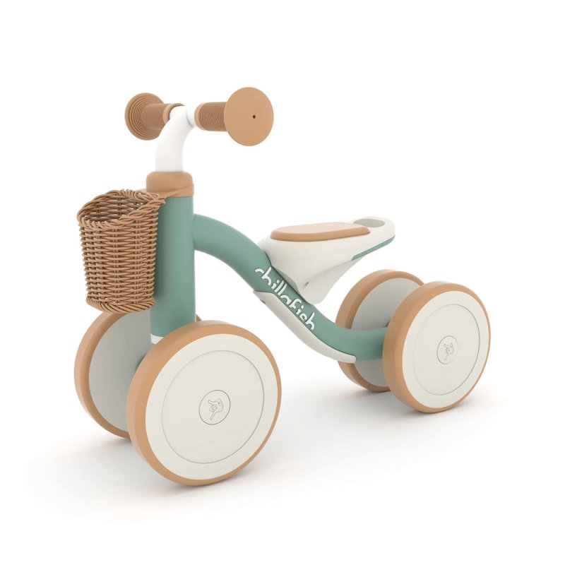 CHILLAFISH - Cruzi 4-wheel first ride-on with woven basket, comfy seat and silent anti-skid wheels (CPQR02GRE)