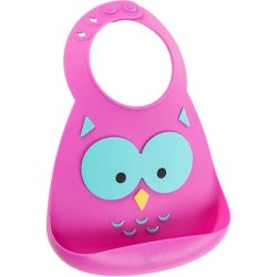 Makemyday Baby Bib Owl Silicone Bib With Pocket For 6 Months And Up