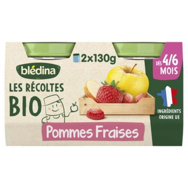 Bledina Baby Compote from 6 Months Apples and Strawberries 130g