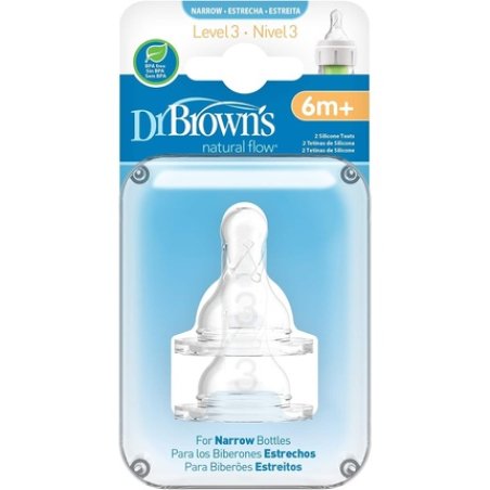 Dr. Brown's Options Narrow Mouth Teat for 6 Months Transparent 2 Count