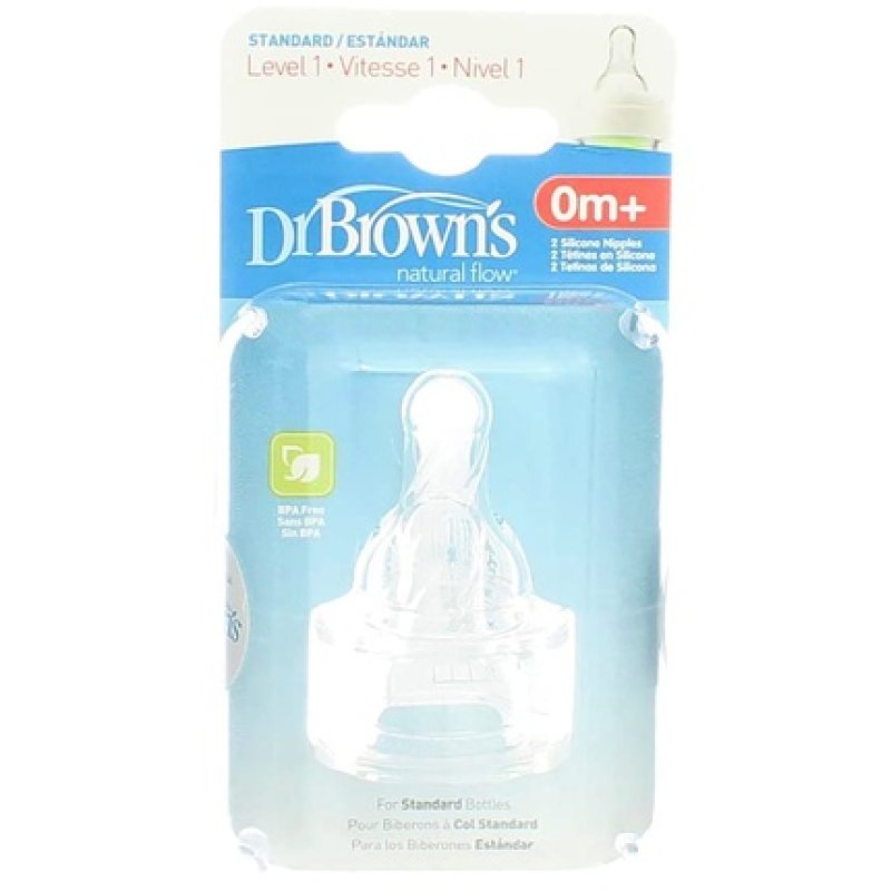 Dr Brown's Natural Flow Standard Neck Silicone Teats Level 1
