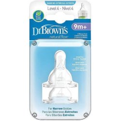 Dr Browns Silicone Nipples Fast Flow 9m For Bottles With Narrow Neck 2 Pieces