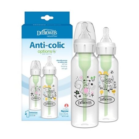 Dr. Brown's Anti-Colic Baby Bottles 8oz with L1 Nipple BPA Free - Pack of 2