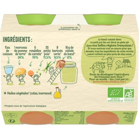 Bledina Organic Beef Vegetable Garden Pots 200g - Pack of 2