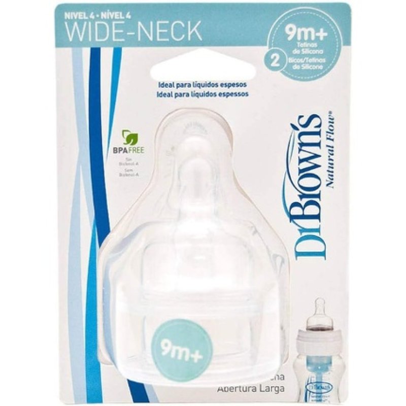 Dr Brown's Wide Mouth Bottle Nipple Level 4 Standard - Pack of 2