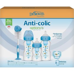 Dr Brown's Natural Flow Options Anticolic Baby Bottle Gift Set Blue