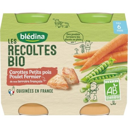 Bledina Recoltes Bio Petits Pois Poulet 200g - Pack of 2