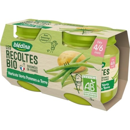 Bledina Les Recoltes Bio Green Beans and Potatoes for 4-6 Months 2 x 130g