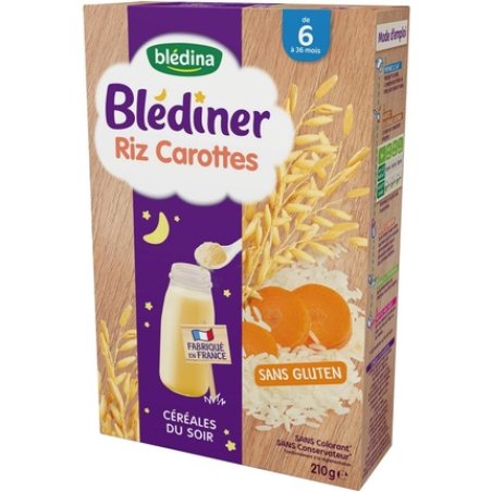 Bledina Blediner Rice Carrots Evening Cereal for Babies 6 Months and Up