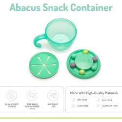 Melii Abacus Snack Container with Lid for Kids and Toddlers - Mint