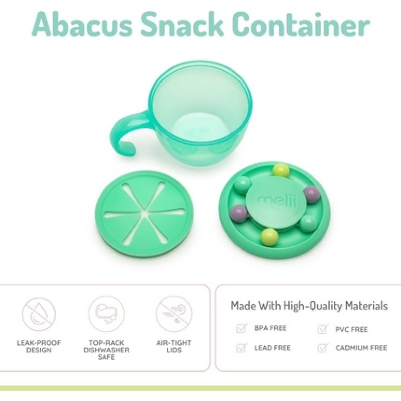 Melii Abacus Snack Container with Lid for Kids and Toddlers - Mint