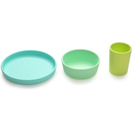 Silicone Plate, Bowl and Cup Set for Toddlers, Kids and Children - Lime and Mint