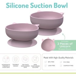 Melii Silicone Suction Bowl for Babies and Toddlers 10.1 Oz Unicorn - Pack of 2