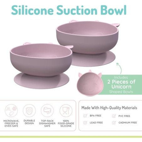 Melii Silicone Suction Bowl for Babies and Toddlers 10.1 Oz Unicorn - Pack of 2